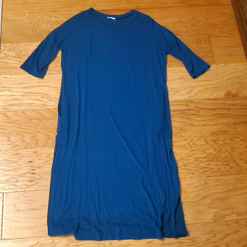 Pinkblush Teal Blue 3/4 Sleeve Midi Dress with Pockets